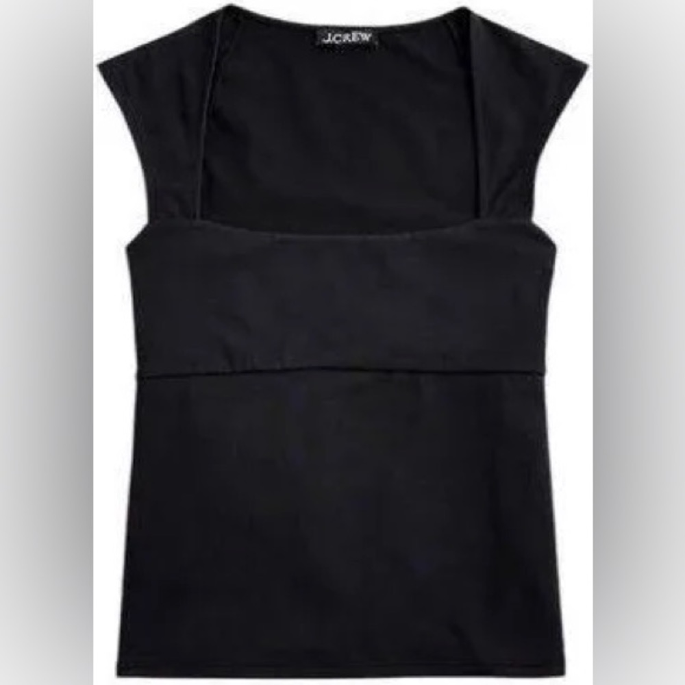 J. Crew Squareneck cap-sleeve top in stretch cotton blend